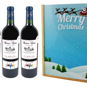 Coffret Cadeau Imprimé « Traîneau » + 3 Bouteilles Bordeaux Supérieur AOP 2013