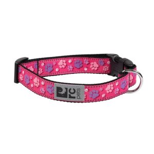 Collier pour chiens à clip – Motif Pattes Rose – RC Pets