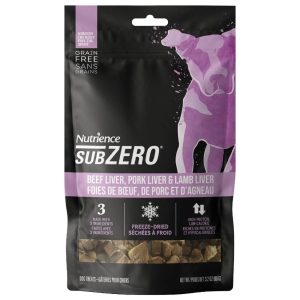 Régals séchés à froid pour Chiens, Foie de Bœuf, Porc et Agneau, 90 g – Nutrience Subzero
