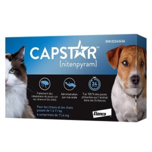 Traitement Antipuces Oral en Comprimés pour chats et petits chiens, 1 à 11 kg, paquet de 6 – Capstar Elanco