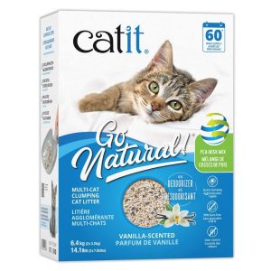 Litière agglomérante Go Natural multi-chats à base de cosses de pois, vanille, 14.1lbs – Catit