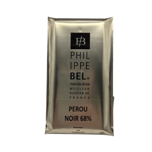 Chocolaterie Philippe Bel Meilleur Ouvrier de France Chocolatier Pérou Noir 68% 100g